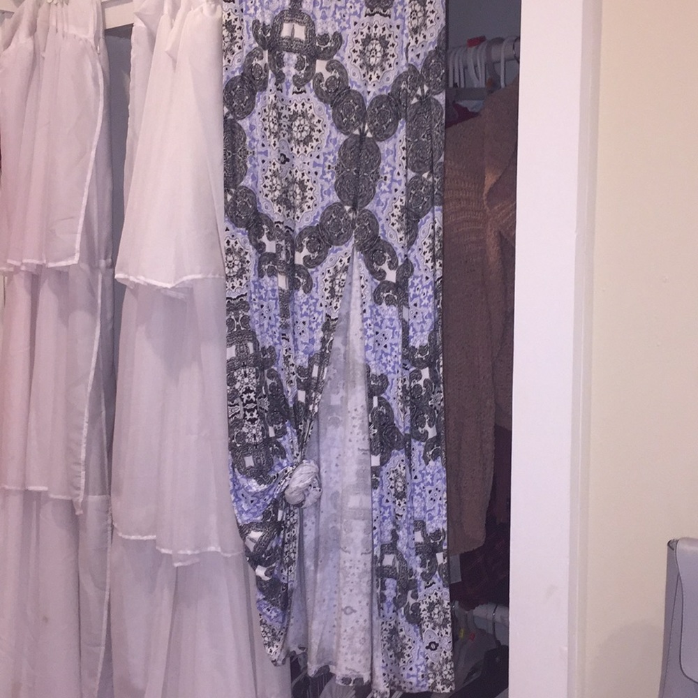 Blue and white maxi skirt